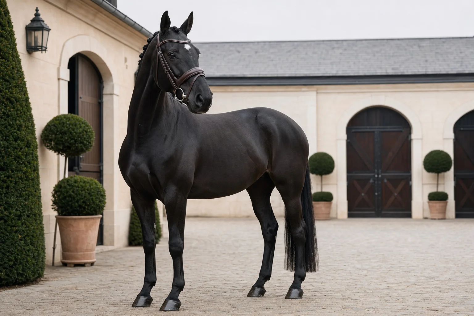 Isolde R in the Sable Lane stable courtyard